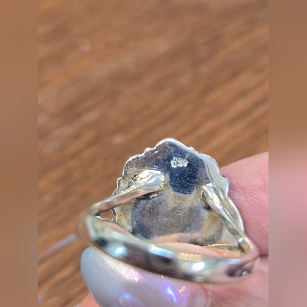 Turquoise and Sterling Silver Southwestern Ring - Picture 4 of 7